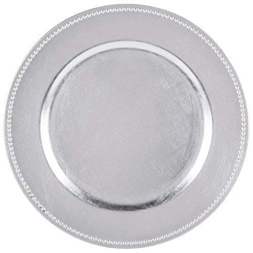 Tiger Chef 13-Inch Silver Metallic Charger Plates, Set of 2,4,6, 12 or 24 Dinner Chargers (24-Pack Silver Chargers Plates)