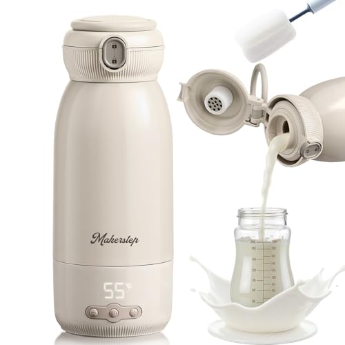 Chauffe biberon nomade,Peut être chauffé, maintenu au chaud et stérilisé,Chauffage rapide en 3 minutes,Grande Capacité de 500ml,Grande batterie de 10400 mAh,Eau, lait,Brosse de nettoyage gratuite