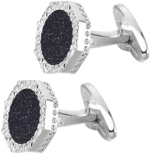 Mancuernillas Octagon Blue Goldstone para Hombre en Caja miniatura 6