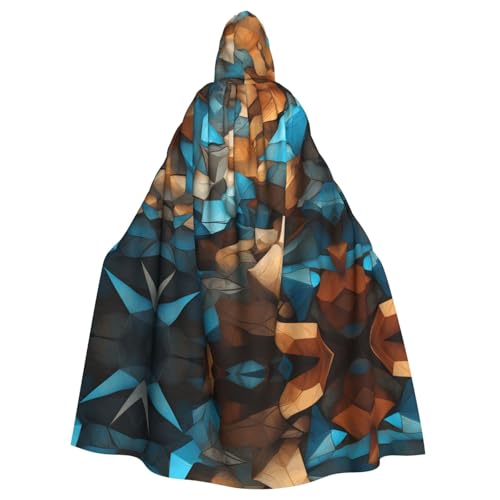 Cape à capuche adulte imprimé abstrait bleu marron pour éviter costume complexe