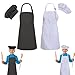 multifuns 2 Sets Black & White Kids Aprons and Chef Hat Set for Girls Boys Baking Cooking Painting 5-12 Ages