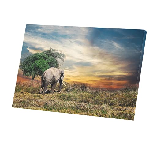 Tableau éléphant d'Afrique d'exception, affiche premium savane 90 x 60 cm