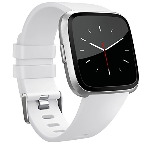 Vancle Band Compatible with Fitbit Versa Bands 3 Pack, Classic Accessories Replacement Wristbands for Fitbit Versa Smartwatch (09-White, Large)