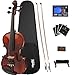 Mendini 4/4 MV500+92D Flamed 1-Piece Back Solid Wood Violin with Case, Tuner, Shoulder Rest, Bow, Rosin, Bridge and Strings - Full Size