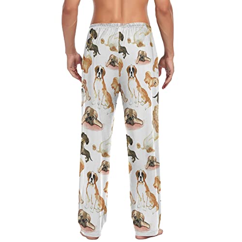St. Bernard Dachshund Pajama Pants Chow Chow Poodle Men's Pajama Bottoms Lounge Sleepwear PJs Casual Sleep Pants M2