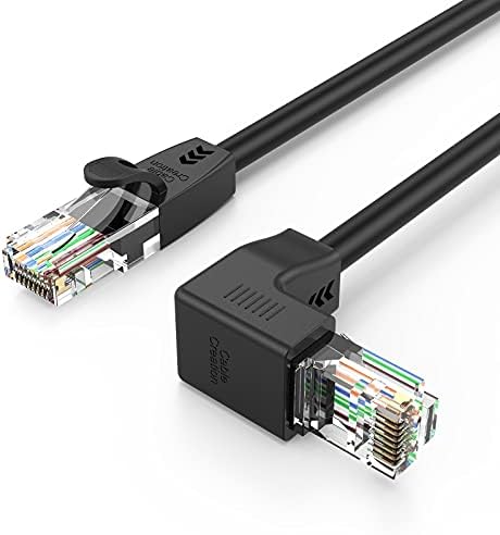 CableCreation CAT6 Ethernet Patch Cable RJ45 LAN Cable Gigabit Network Cord 90 Degree Upward Angled,Bandwidth up to 250MHz 1Gbps for Mac,PC, Router, Modem, Printer, Xbox, PS4, PS3-10 Feet,Black