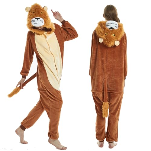Novohive Lion Onesie Adult Women Men Halloween Cosplay Costume Fleece L