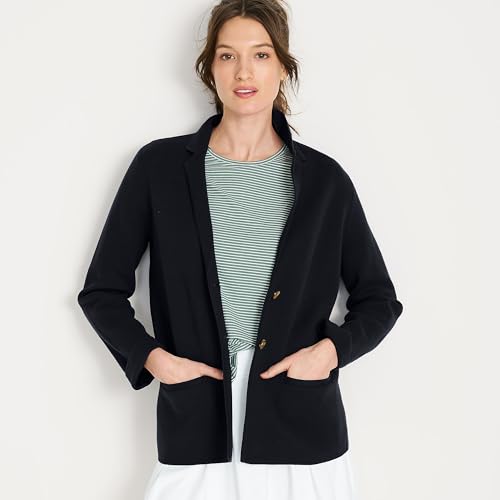 Lands' End Women's Fine Gauge Cotton Button Front Blazer Sweater4