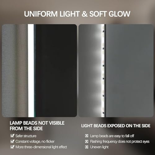 Arched LED Bathroom Mirror, 40"x24" Arch Framless Backlit Mirror with Lights Vanity Mirror for Makeup, Anti-Fog, Dimmable, 3-Color, Memory Function, IP65 Waterproof, UL Listed, Vertical by TheiaMo - Image 2