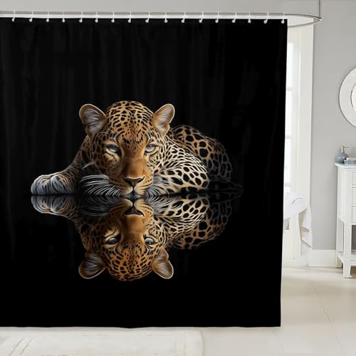 Cortinas de ducha de guepardo africano, con estampado de leopardo, piel de animal safari, cortinas de baño impermeables con 12 ganchos, ideales para bañera, decoración de habitación de niños y niñas