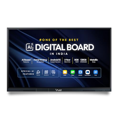 Image of AIWaft Turbo AI 75 Inch 4K UHD Interactive Flat Panel | Android 14 | 8GB RAM 128GB Storage | 40-Point Multi-Touch Smart Board | Digital Teaching Display for Classroom & Coaching | HDMI USB Speakers