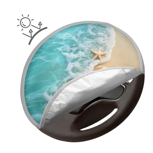 Image of Steering Wheel Sunshade Cover Lightweight Starfish Shell Steering Wheel Shield Car Interior Accessories Sun Protection Reflect UV Sun and Heat and Protect Your Cars Universal Car Accessories