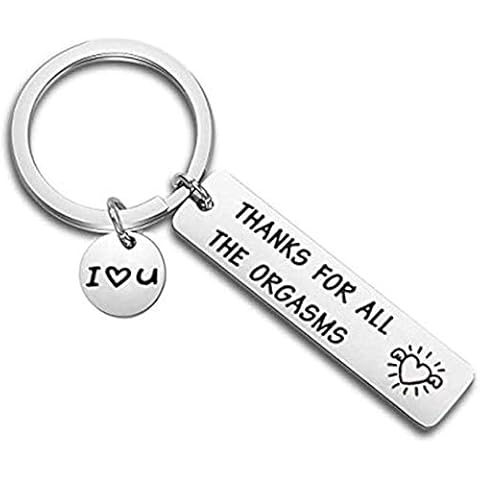 'Thanks for All The Orgasms' 'I Love You' Valentine's Day Keyring Keychain in a Velvet Gift Bag Cover