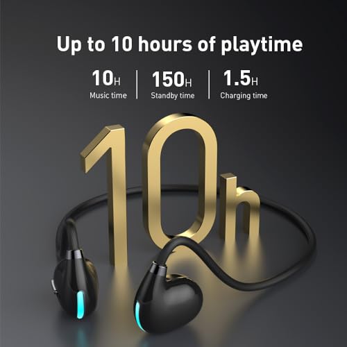 Image of Open Ear Air Conduction Wireless Bluetooth Headphones Lightweight Pain-Free Design with Active Noise Cancellation IPX4 Waterproof Clear Calls for Sports Work and Outdoor Activities-Black