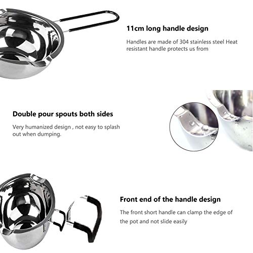 700ML Stainless Steel Double Boiler Pot with Heat Resistant Handle for Melting Chocolate, Candy and Candle Making, Large Capacity