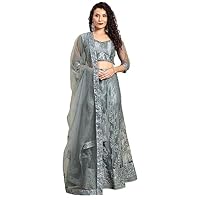 PATLANI Women's Multi Cording Semi-Stitched Lehenga choli (Cording-Grey)