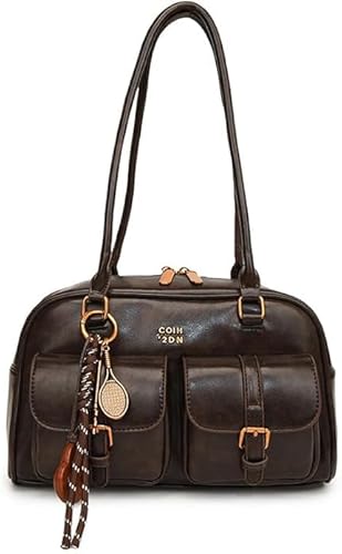 Demiawaking Borsa a Tracolla Vintage Multitasche da Donna, Borsa Tote in Pelle da Donna, Adatta Per il Lavoro e il Tempo Libero (Caffè)