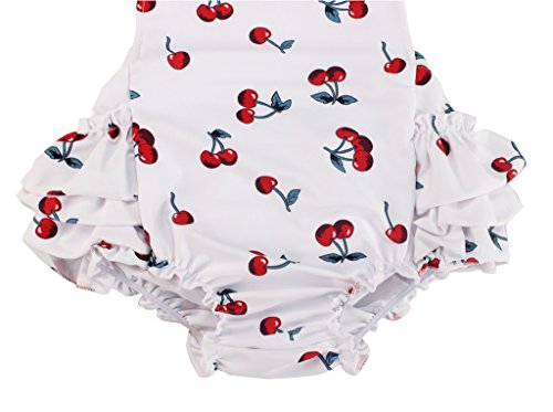 Dalary Baby Girl Cherry Pattern Bathing Suits Outfits Rompers With Headband (1-2 Years,White) #TOP2