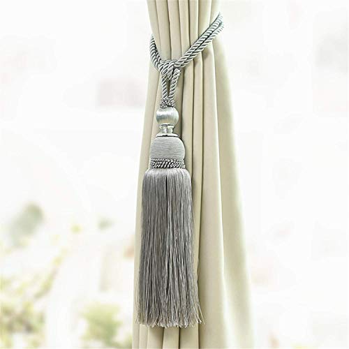Selling Wonderful Curtain Holdbacks Curtains Tiebacks Home Decorative Braided Buckle Fastener Accessories Window Drapery Ball Tassels Tiebacks, Set of 2 (Silver Grey)