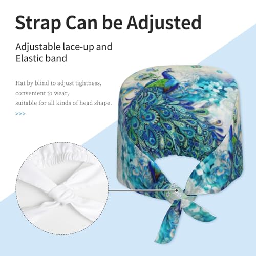 Image of Cute Pug Dog Print Working Cap Scrub Cap with Sweatband,Adjustable Fashion Bandage Tie Back Hat Headwear for Women Men