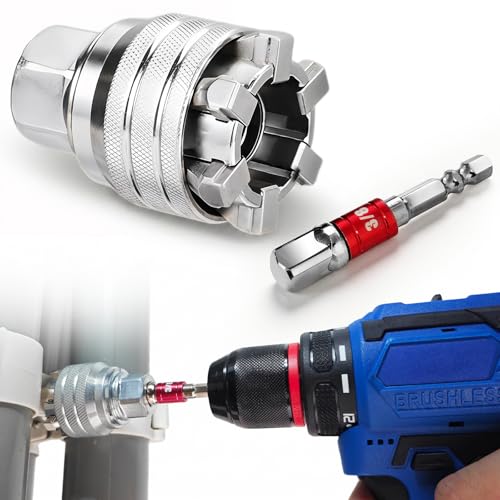 QIVOO Adjustable Universal Socket Wrench 3/8 Drive Multi-Function Power Drill Bit Adapter Fits 10-19mm Nuts Auto Repair Tool for Ratchet Impact Driver (2 Pack)