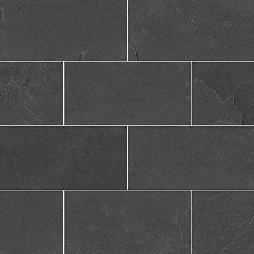 MSI Montauk Black 6 inch x 3 inch Gauged Slate Subway Tile for Kitchen Backsplash, Floor Tile, Wall Tile for Bathroom, Shower Wall Tile, 3x6 inch Mosaic Tile