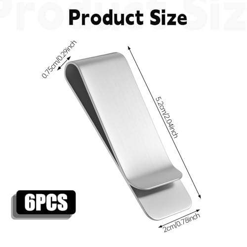 6 Pack Small Men's Slim Money Clip, Metal Wallet Clip for Men Stainless Steel Credit Business Card Holder Cash Clips Pocket Cash Money Clips Pocket Wallet(Silver)2