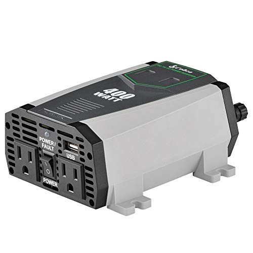 Cobra CPI490 Portable Power Inverter - 400 Watt Car Charger, 2 Grounded AC Outlets, 12 Volt 2.4 Amp USB Port, Survival Gear, Camping Accessories, Travel Essentials