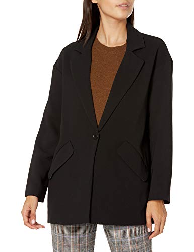 A|X Armani Exchange Women's Drop Shoulder Blazer with Contrast Pockets, Black, 4