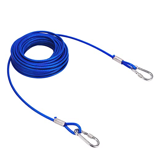 Image of Mihachi 50Ft Dog Tie Out Cable for Dog Up to 250lbs, Steel Wire Dog Leads for Yard, Dog Runner for Yard, Rust- Proof Training Tether for Medium to Large Dog Chains Outside