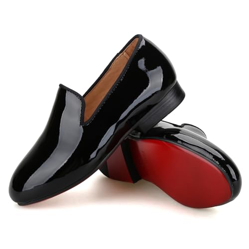FERUCCI Kids Boys Black Patent Leather Loafer Wedding Gala Ring Bearer Shoe