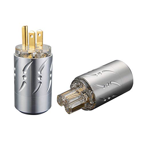 Exclusive Discount 70% Price  Viborg VM512G+VF512G High Fidelity Power Plug AC Red Copper Gold Plated HiFi US Male Power Connector & IEC C13 Mains Connector (Gold Plated)