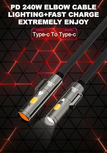 Tobetravel 240W USB C Cable, 3.9 Feet Nylon Braided 480Mbps Data Transfer, with LED Flashlight and Lgniter, Fast Charging for MacBook, iPhone 16 15 Pro Max, iPad, Galaxy S24 S23 and More - image 5