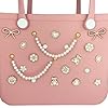 Everfunny Charms for Bogg Bag Pearls Flowers Pearls Bow Chain for Bogg Bag Simply Southern Beach Bag Totes Accessories Charms Compatible, Pearl Bag Insert for Beach Tote Bag