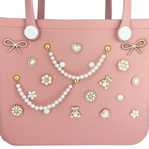 Image of Charms for Bogg Bag,Pearls,Butterfly Flowers and Chain for Bogg Bag Accessories Charms(20 pcs)