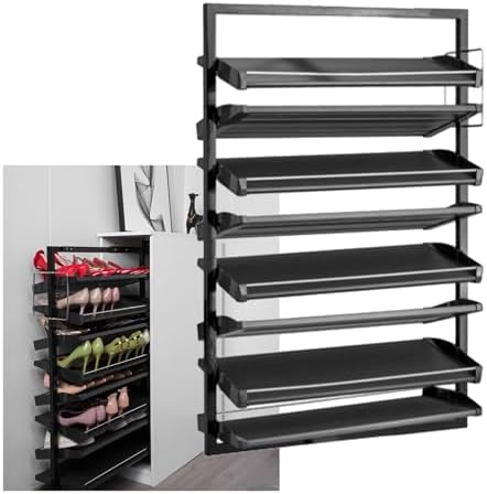 Store Display Rack Wall Mounted Storage Rack Convenience Store Automatic Rack Space Saving Assembled Display,Pull-Out Shoe Rack Organizer for Closet Shoe Cabinet, Retractable Metal Stackable