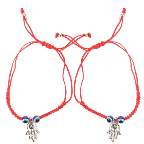 IMIKEYA Pulseras del de Ojo Cuentas de, Ligeras y Únicas Conjunto de 2 Ajustables de Cuerda para Uso Diario y Trabajo
