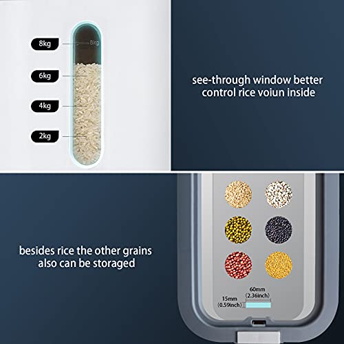 Begino Rice Storage Container 23lb Large Automatic Food Dispenser Household Rice Bucket Food Grain Corn Soybean Storage Bin for Home Kitchen Grey - Thumbnail 4