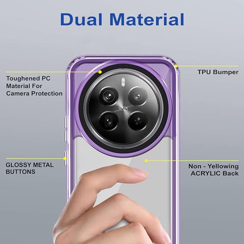 Image of amazon basics Back Case Cover for Realme 12 Pro Plus 5G (Polycarbonate, Thermoplastic Polyurethane Translucent Purple)