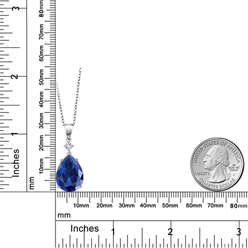 Gem Stone King 10.33 Cttw Blue Simulated Sapphire and White Created Sapphire Pendant Necklace For Women | 925 Sterling Silver | Pear Shape 16X12MM | With 18 Inch Chain3