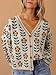 Saodimallsu Womens Floral Print V Neck Cardigan Open Front Button Down Knit Sweater Long Sleeve Loose Fashion Tops Off-White
