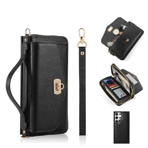 For 2025�N������Galaxy S25 Ultra 5G�P�[�X�蒠�^���{��docomoSC-52F au SCG32�Ή� ���z�^ �g�ѓd�b�P�[�X �Z���n���h�X�g���b�v�ƒ����V�����_�[�X�g���b�v���t���Ă���A�����h�~�Ɨ���̉���B�yMYH�z�M�����N�V�[