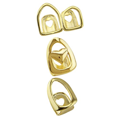 3Pcs 18K Gold Plated Teeth Grillz Caps Vampire Fangs Single Tooth Top or Bottom Grills for Your Teeth Grillz Set Men Women Hip Hop Jewelry Gift