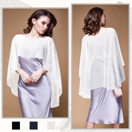 3 Pcs Women's Capelet Shawls and Wraps for Evening Dresses Elegant Soft Chiffon Cape Scarves Wedding Bridal Cover up4