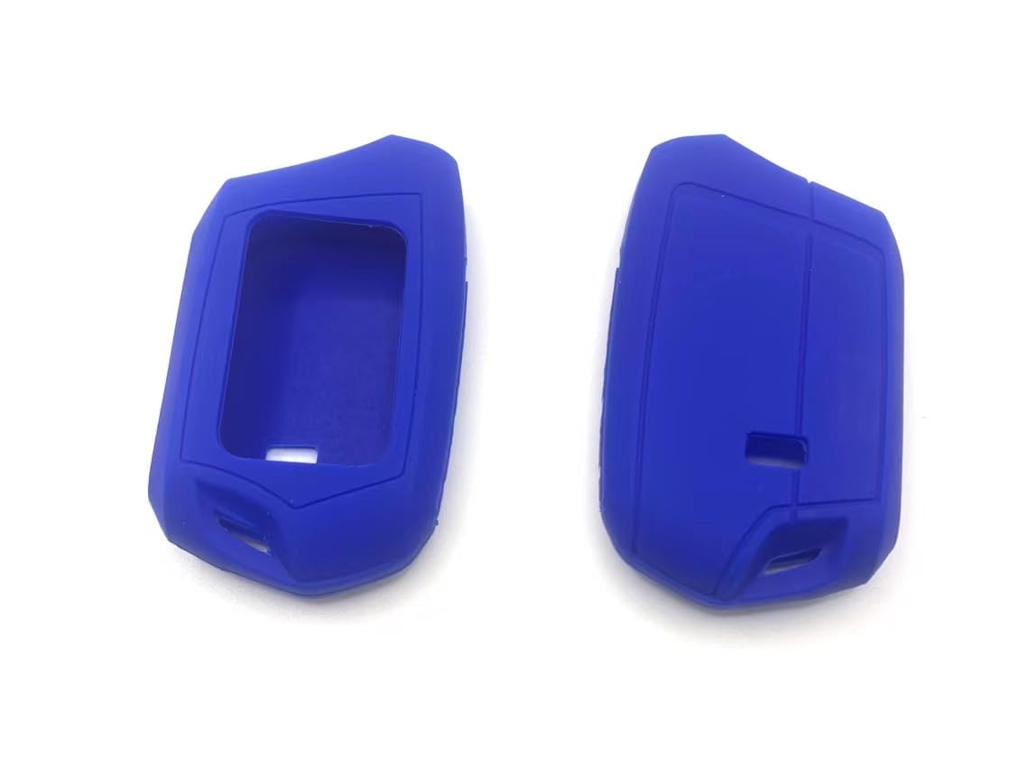 COEOPNC Pack of 2 T9 RFX-2WT9-FM Key Silicone Sleeve Waterproof Dirt Tolerance Parts Durable Blue 2WT9R for Compustar FM 2-Way 3000-FT LCD 4 Side Buttons Silicone Shell only Replacement New