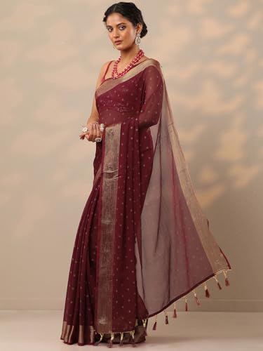 Image of Libas Printed Chiffon Saree for Women With Unstitched Blouse Piece | Traditional Saree for Festive & Wedding