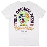 Disney Men's Mickey Mouse True Original Pizza Cheesin' Hard Adult T-Shirt, Large White