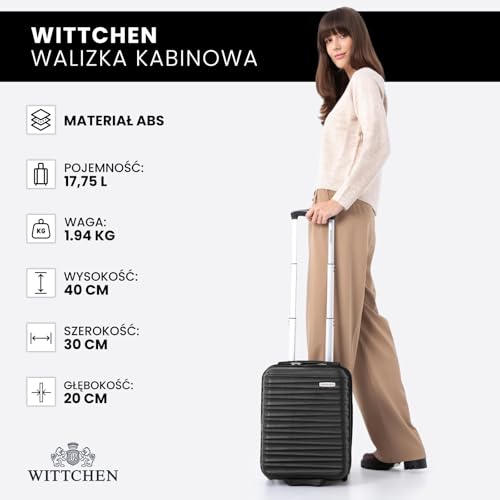 WITTCHEN Solidna Twarda Walizka Podróżna na Kółkach – Czarna, z Twardą Obudową ABS, 2 Koła