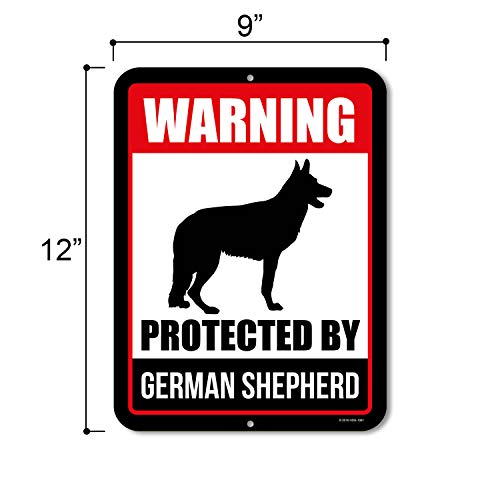 Beware Of Dog Sign Warning Protected By German Shepherd 9 X 12 Inch Beware Of Dog Warning Metal Aluminum Sign Decor Beware Of Dog Sign #TOP1