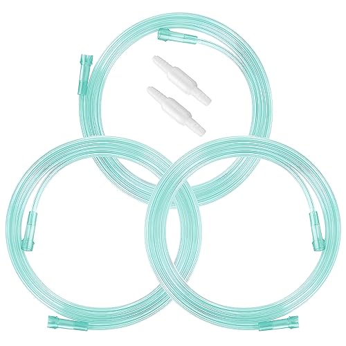 3 Pack Oxygen Tubing with 2pcs Oxygen Tubing Connector - 7Ft Premium Green Crush Resistant Non-Kinking Oxygen Tubes